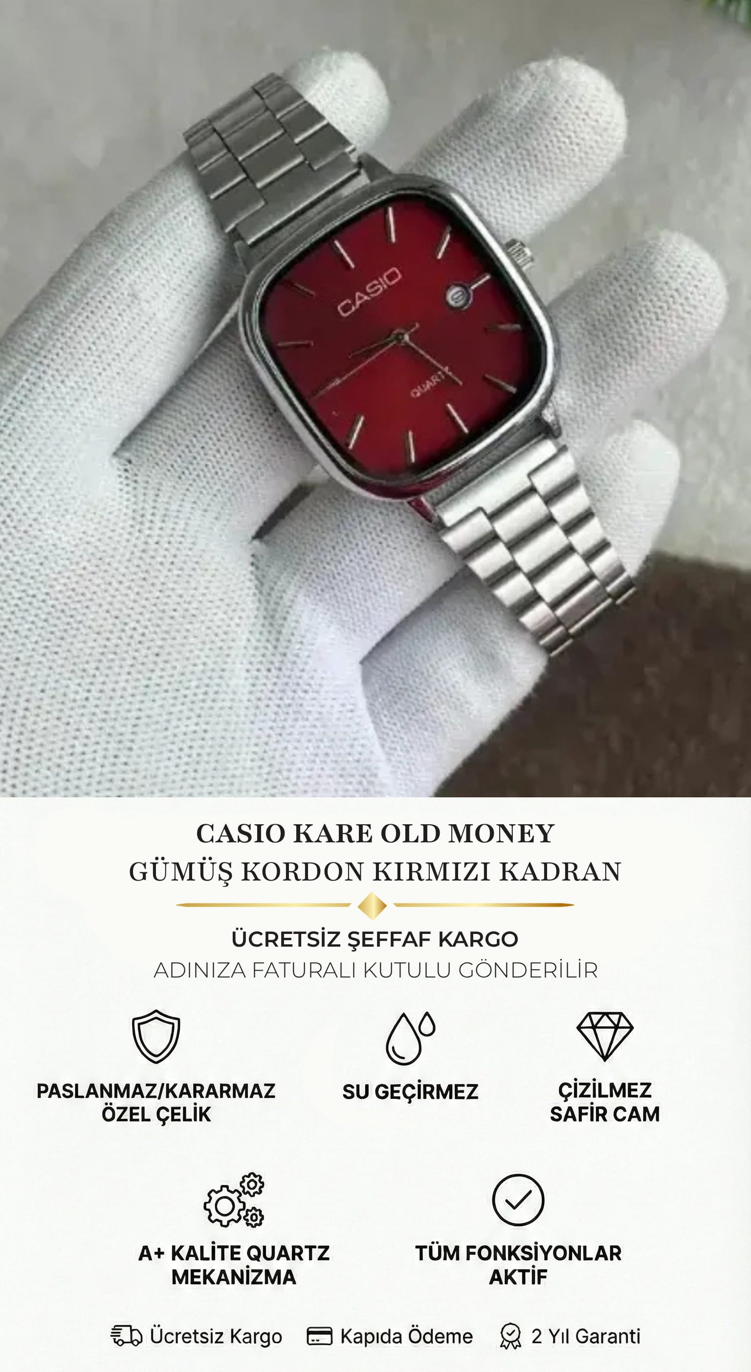 Casio Old Money Kare Kırmızı