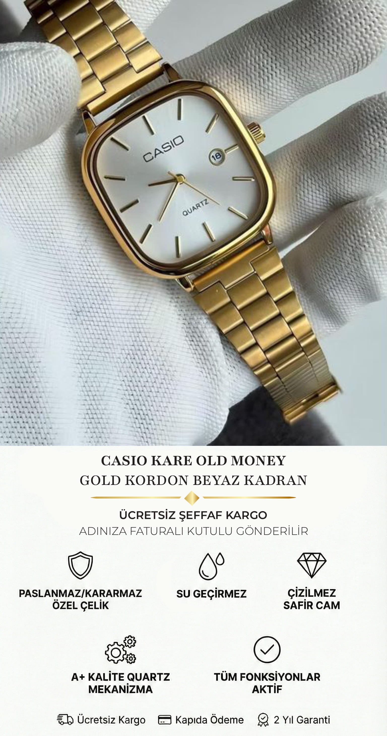 Casio Old Money Kare Gold